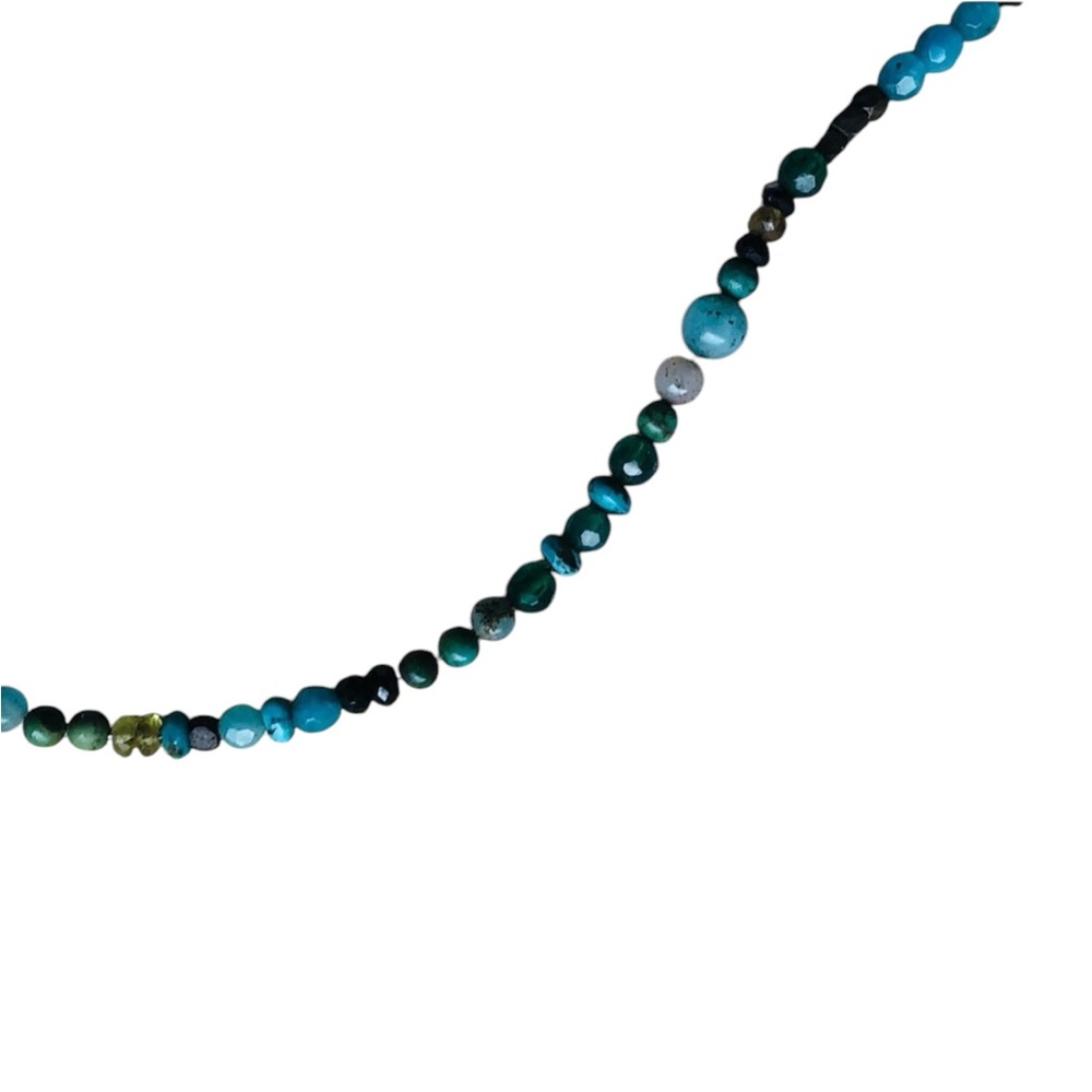 Turquoise Precious beaded necklace peridot black onyx necklace blue agate .925 - Picture 11 of 16